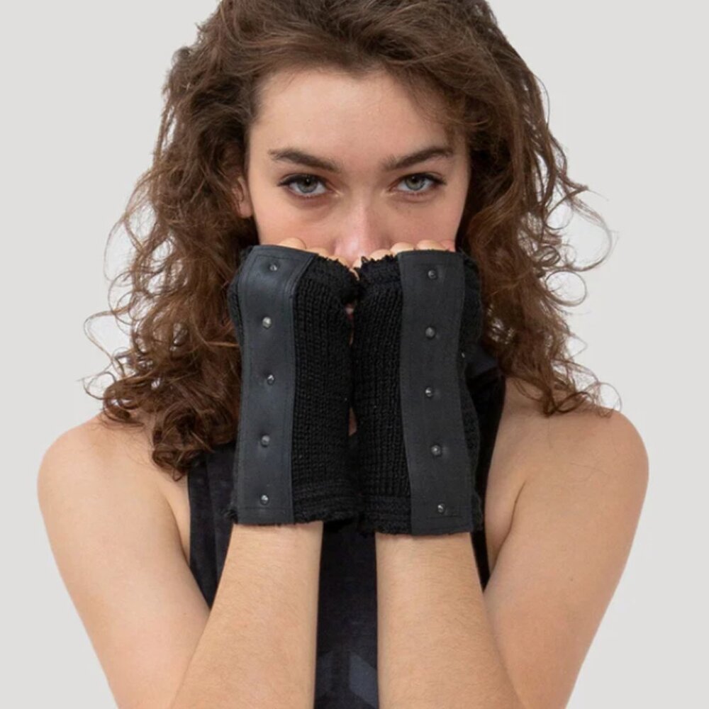 Psylo Ribbed Vmix Edgy Fingerless Gloves - Unisex